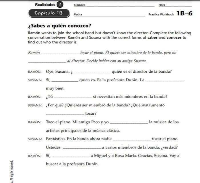 Spanish realidades 2 workbook answers