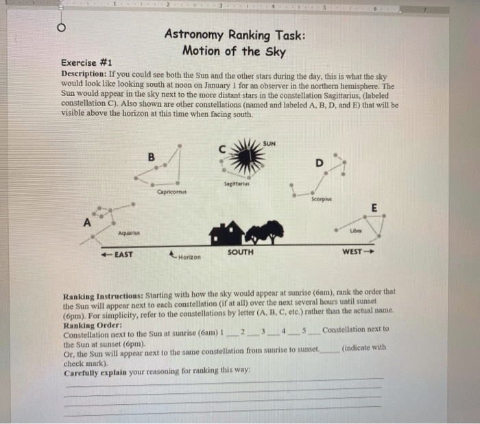 Astronomy ranking task the seasons