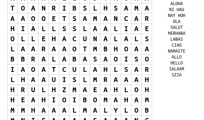 Saludos y despedidas word search answer key