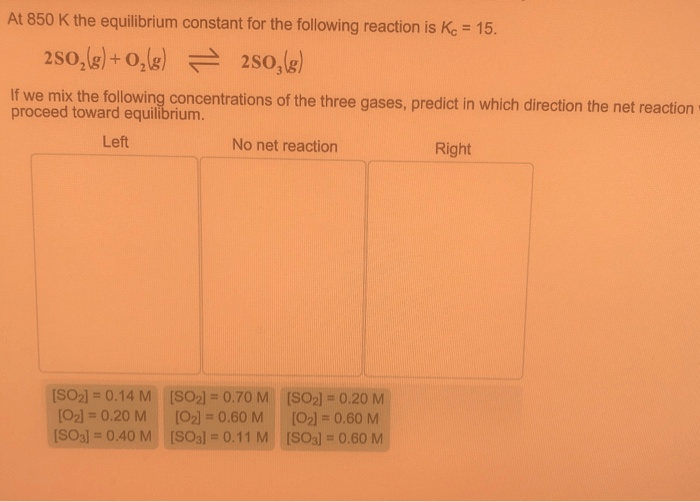 At 850 k the equilibrium constant for the reaction