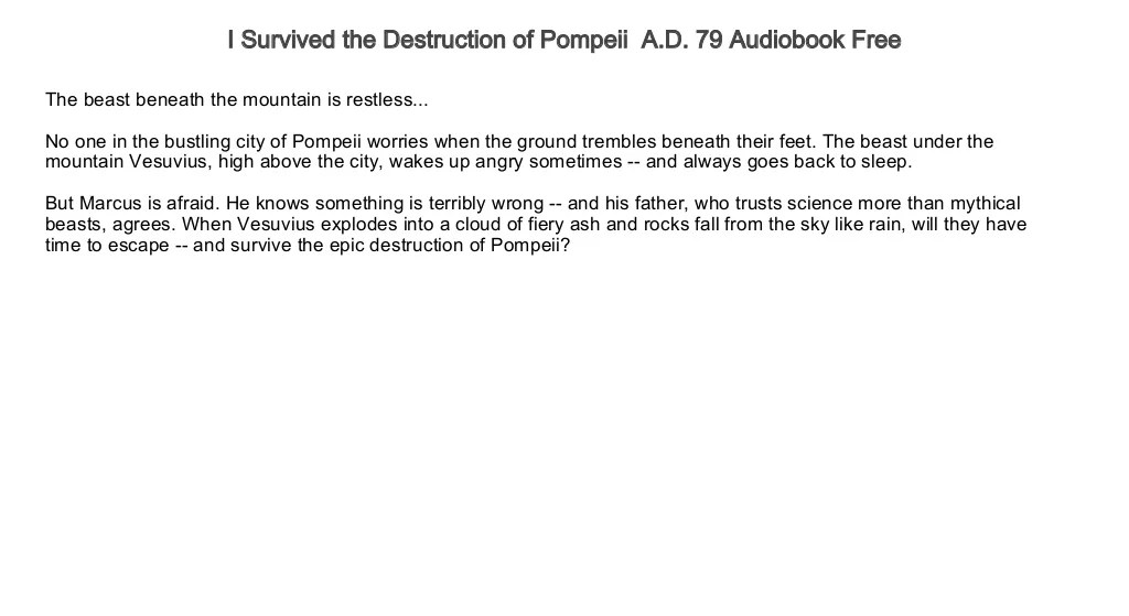 Summary of i survived the destruction of pompeii